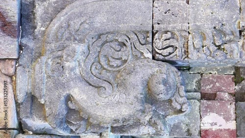 The relief on Arjuna Temple complex in Dieng. (In this complex there are Semar, Srikandi, Puntadewa and Sembadra temples).