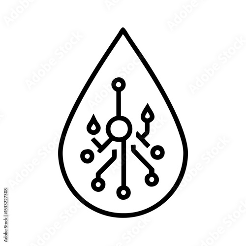 Abstract representation of a water droplet with outline icon design  