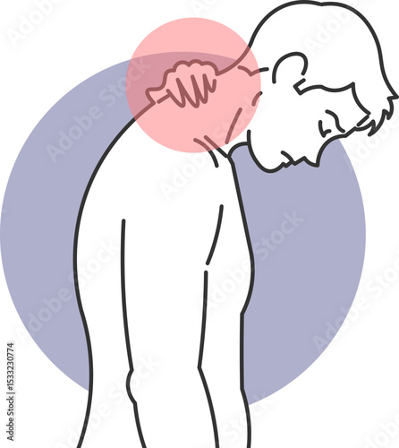 Man with severe neck pain due to prolonged poor posture