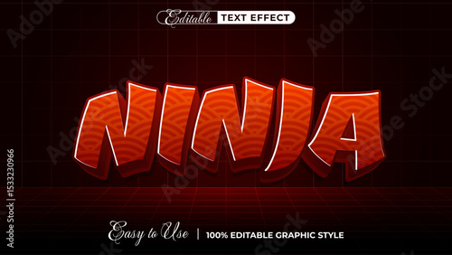 ninja editable text effect, lettering typography font style