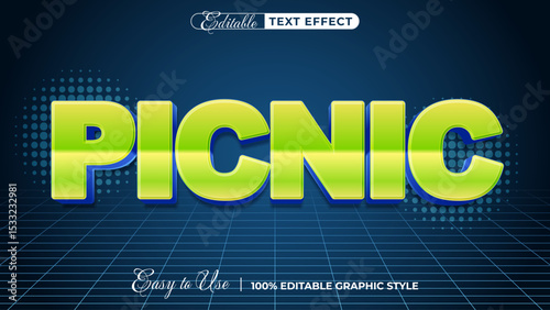 picnic editable text effect, lettering typography font style