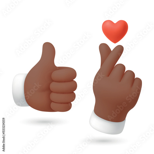 Vector Finger Heart Hand Gesture Icon Set. Korean Like Hand Gesture Vector Illustration Showing Love and Appreciation. Cute Finger Heart Hand Gesture for Social Media, K-Pop, Messaging Design