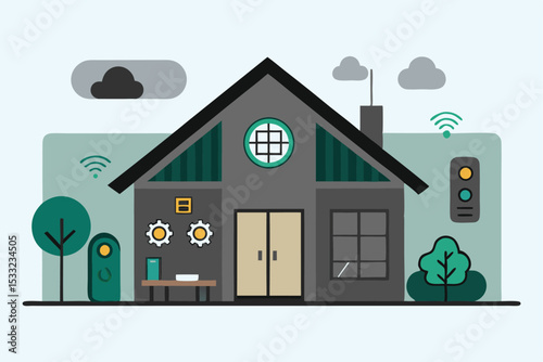 A Modern Smart Home Exterior with Integrated Technology
