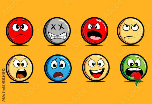 8 Emotional Vector Emoji Icon Set 