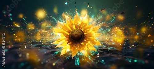 Galaxy Version of sun flower world, ai generative