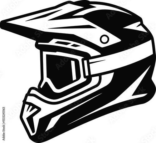 Motocross Helmet Silhouette - Off-Road Bike Gear Icon Vector