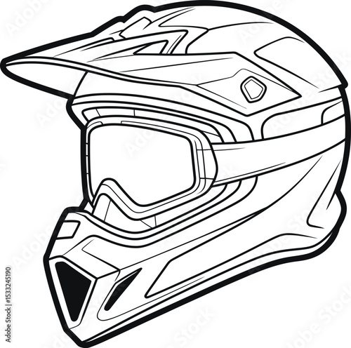 Motocross Helmet Line Art - Off-Road Racing Gear