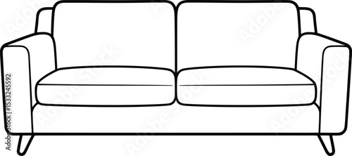 Two-Seater Sofa Outline Vector Graphic