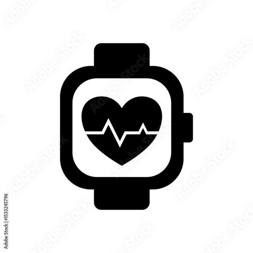 Smartwatch with Heart Rate Monitor Icon – Fitness Tracker Symbol