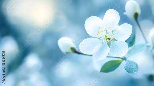 White flower in soft color and blur style for background.