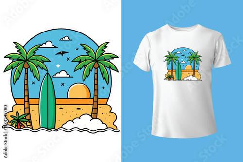 typography slogan with beach camping graphic vector illustration