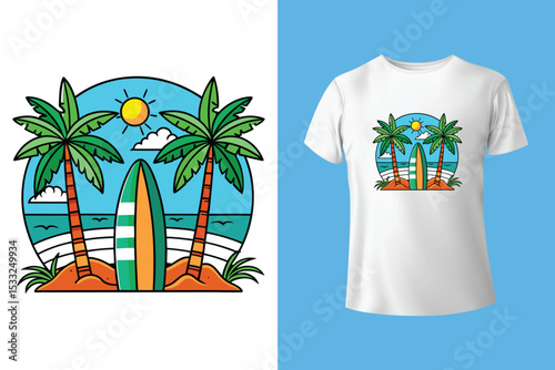 typography slogan with beach camping graphic vector illustration