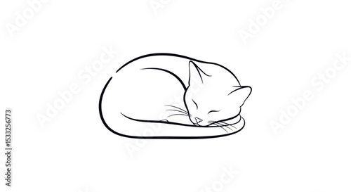 Curled Up Cat Resting Peacefully on a Soft Surface in a Cozy Indoor Environment
