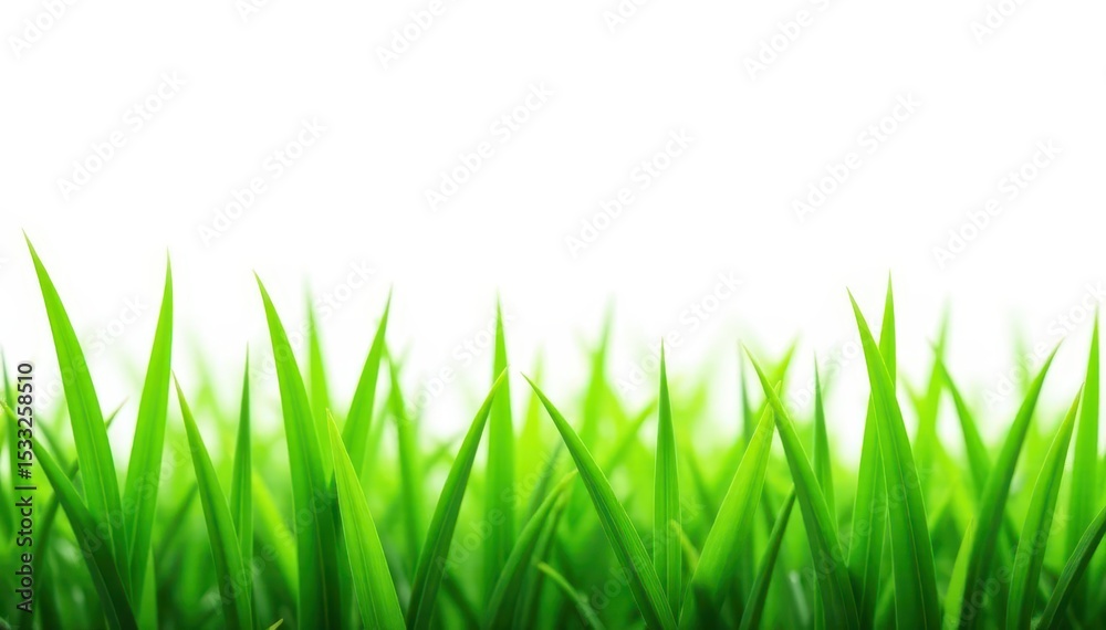 Obraz premium Vibrant green grass blades isolated on pure white , ecology, close-up, field