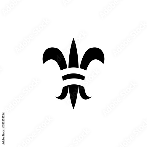 Black fleur-de-lis symbol displayed on a white background, representing elegance and tradition in design