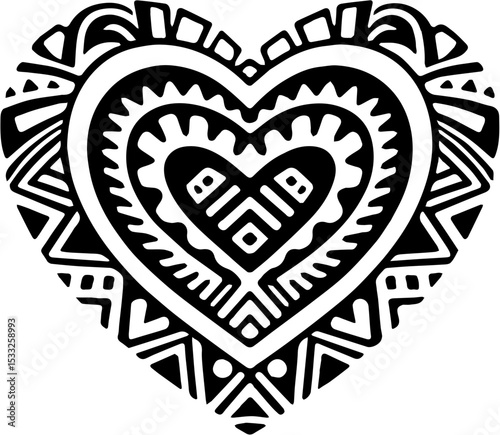 tribal heart with floral pattern