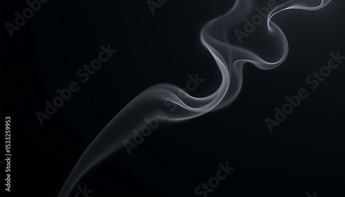 Abstract Smoke Design, Swirling Grey Smoke on Black Background