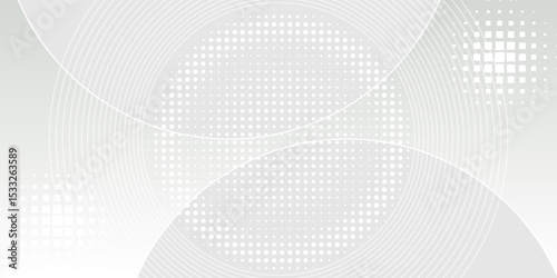 Abstract white glowing geometric lines on gray background. Modern shiny blue circle lines pattern.