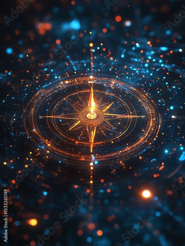 Wallpaper Mural Glowing compass rose in cosmic space.  Fantasy art, navigation, direction, adventure. Torontodigital.ca