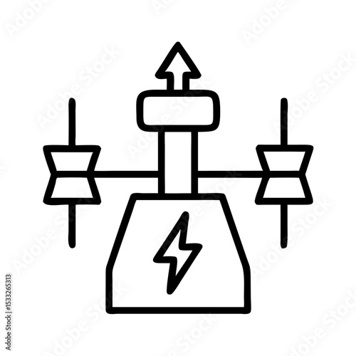 Power grid icon with electricity symbol in minimalist line style  