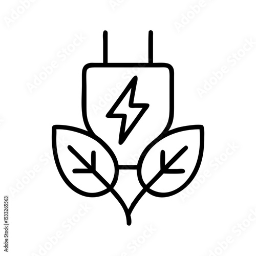 Electric plug with leaves symbolizing eco-friendly energy  