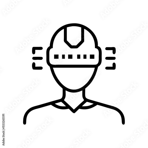 Outline icon representing a futuristic AI agent wearing a headset  
