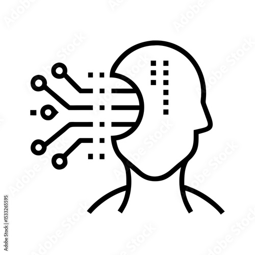 Futuristic digital face outline with lines representing technology  