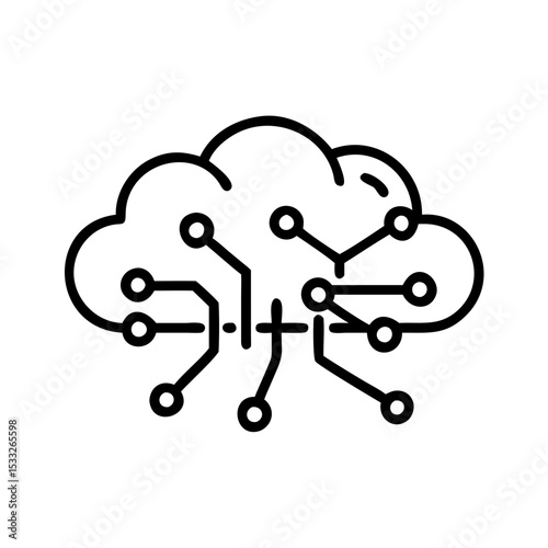 Cloud computing technology with circuit design concept of Outline icon  