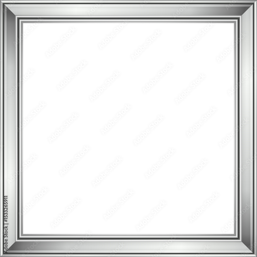 Obraz premium 3D render ornate silver frame is being displayed on transparent backdrop showing flat teal interior