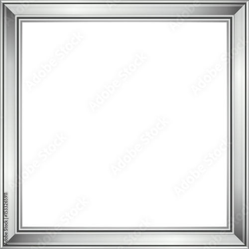 3D render ornate silver frame is being displayed on transparent backdrop showing flat teal interior