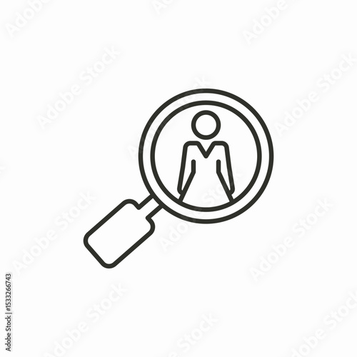 magnifying glass female silhouette icon sign vector
