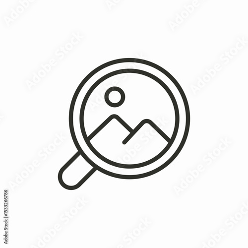 magnifying glass landscape image icon sign vector