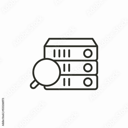 magnifying glass server racks icon sign vector