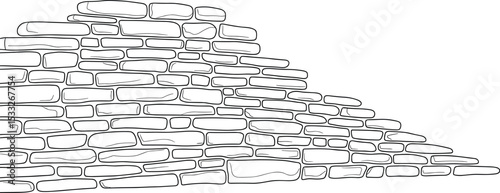 stone wall cad drawing for landscape, outdoor and nature park