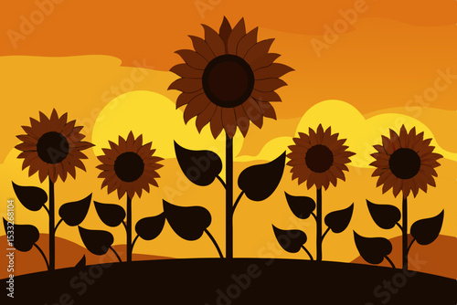 sunflower field vector