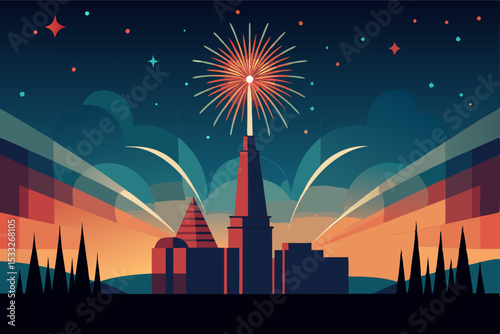 fireworks in the city