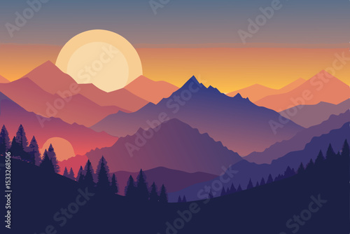 sunset in mountains