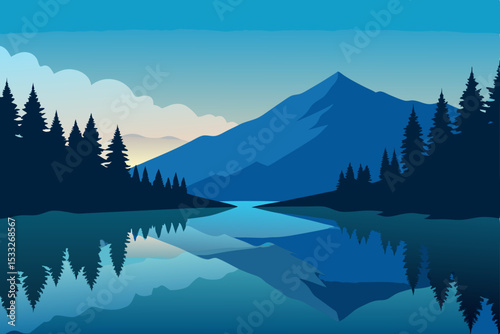 mountain lake and mountains