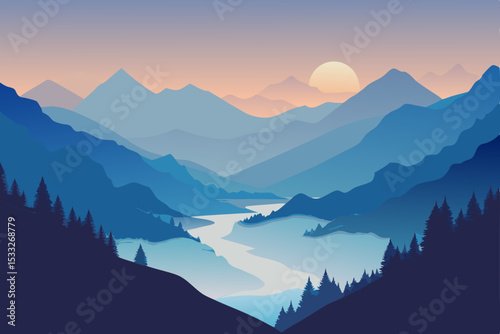 mountains in the morning