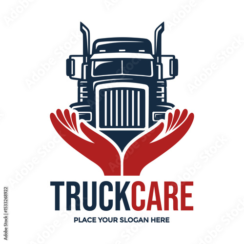 Truck Care Vector logo template. This logo use hand symbol. Suitable for business.