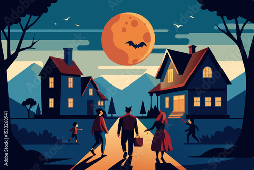halloween night scene