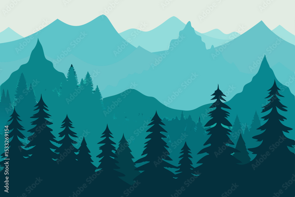 Fototapeta premium vector illustration of a forest on white background