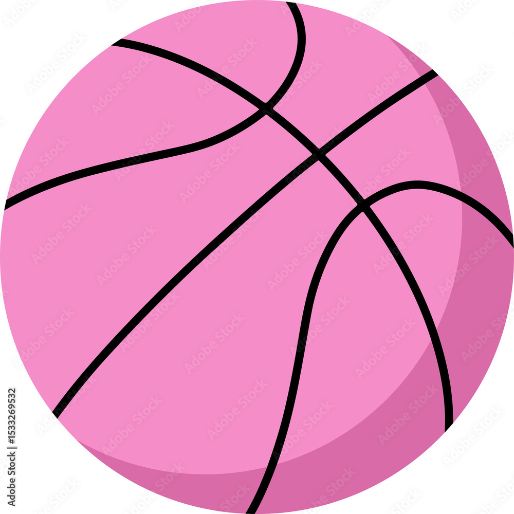 Fototapeta premium Pink basketball is being displayed in flat vector design on transparent background