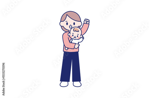 応援する母親と赤ちゃん