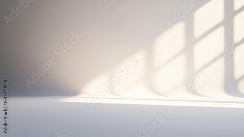 Minimalist White Empty Room with Window and Bright Floor for Product Photography or Studio Background