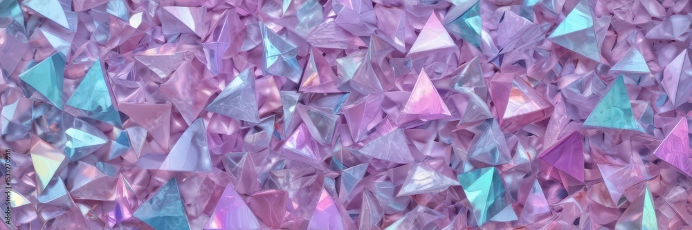 Fototapeta premium Abstract geometric background of iridescent crystal quartz triangles , sparkle, crystal