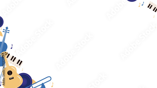 Vector art is showing music frame on transparent background with guitar, keys, violin, copy space