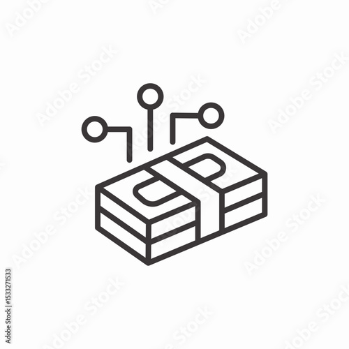money bundle connected dots icon sign vector
