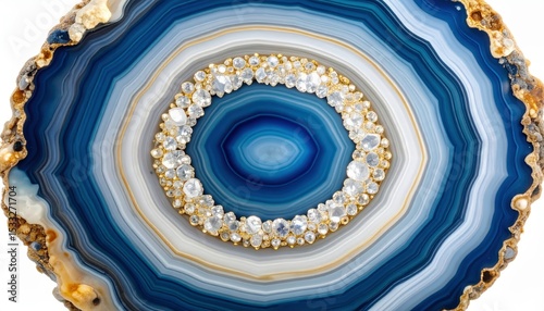 Polished Stone Slice with Gem Accents