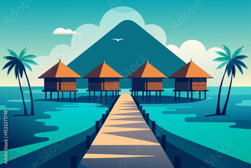 tropical beach hut